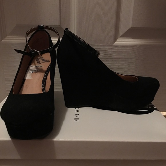 Black Suede Wedge Heels - Picture 2 of 3